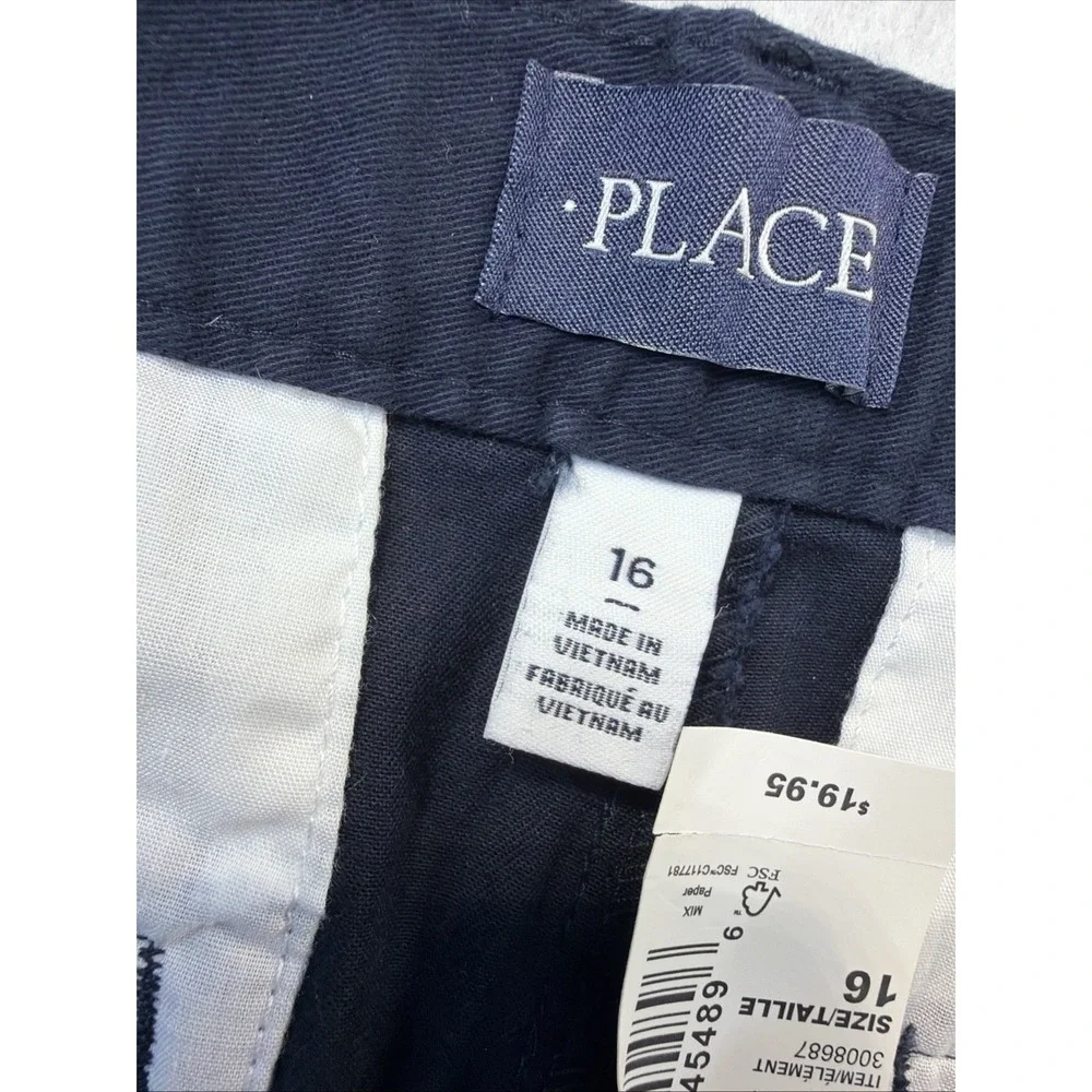 The Children's Place Navy Blue Uniform Stretch Chino Shorts Boys Size 16 New